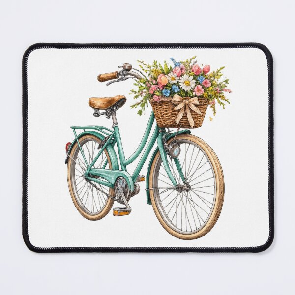 Item preview, Spring Ride – Vintage Bicycle with Flower Basket | Detailed T-Shirt Design designed and sold by CoolContent Factory.