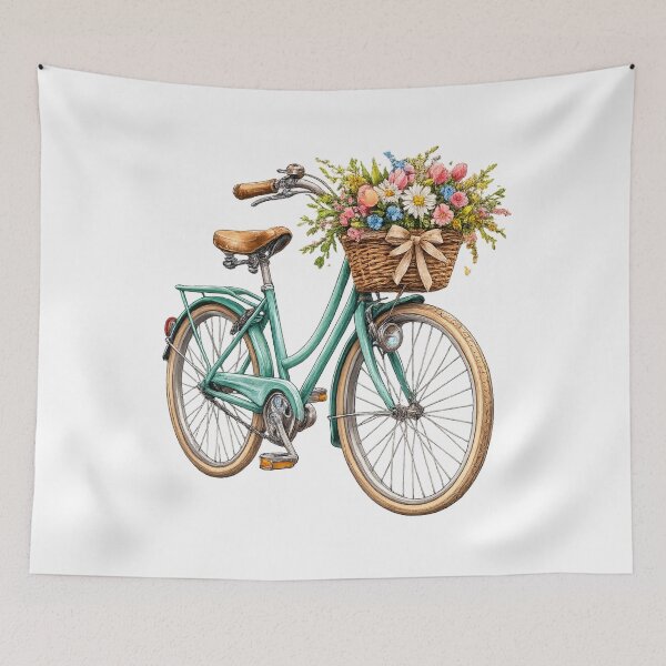 Item preview, Spring Ride – Vintage Bicycle with Flower Basket | Detailed T-Shirt Design designed and sold by CoolContent Factory.