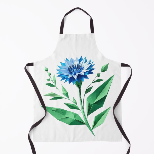 Item preview, Cornflower flower with leaves, origami style designed and sold by ArtNames.
