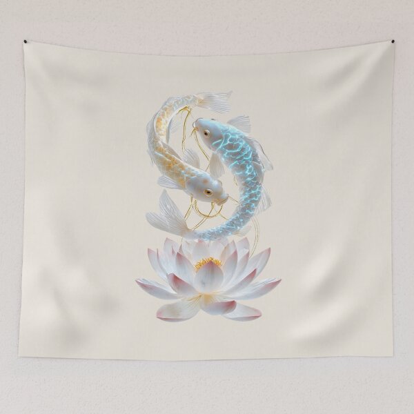 Item preview, Silk & Stone - Eternal Balance: Porcelain Koi & Sacred Lotus Fusion High-End 3D_ Edition_02 designed and sold by Shift-Bloom.