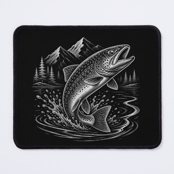 Item preview, Wild Trout Strike – Premium White Ink Fly Fishing Engraving Design designed and sold by Tomasz  Siennicki.