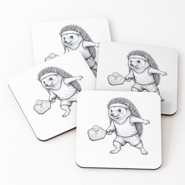 Item preview, Vintage Hedgehog Playing Pickleball Player Animal Lover designed and sold by DoodleTortle.