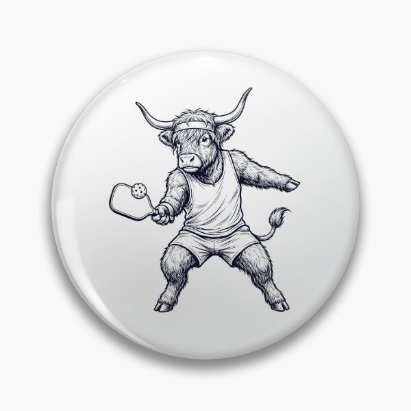 Item preview, Vintage Highland Cow Playing Pickleball Player Animal Lover designed and sold by DoodleTortle.
