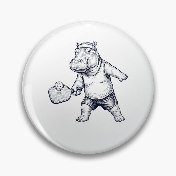 Item preview, Vintage Hippo Playing Pickleball Player Animal Lover designed and sold by DoodleTortle.