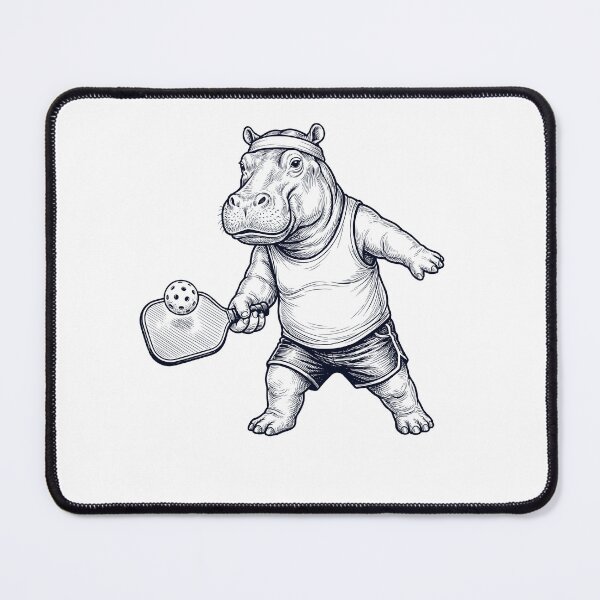 Item preview, Vintage Hippo Playing Pickleball Player Animal Lover designed and sold by DoodleTortle.
