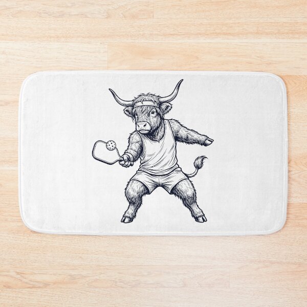 Item preview, Vintage Highland Cow Playing Pickleball Player Animal Lover designed and sold by DoodleTortle.