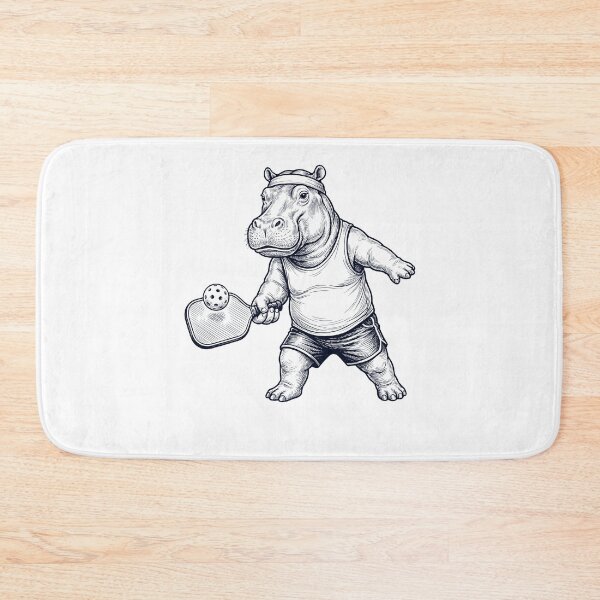 Item preview, Vintage Hippo Playing Pickleball Player Animal Lover designed and sold by DoodleTortle.