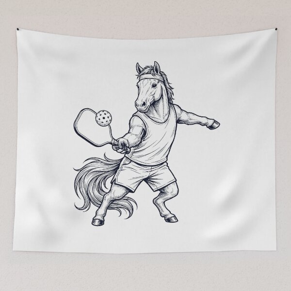 Item preview, Vintage Horse Playing Pickleball Player Animal Lover designed and sold by DoodleTortle.