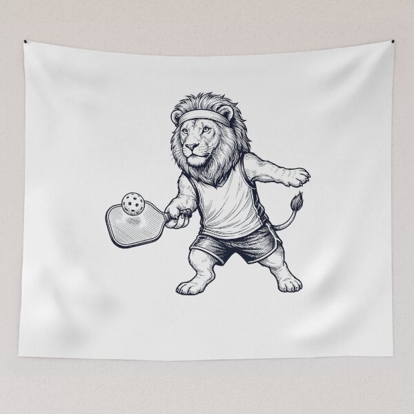 Item preview, Vintage Lion Playing Pickleball Player Animal Lover designed and sold by DoodleTortle.
