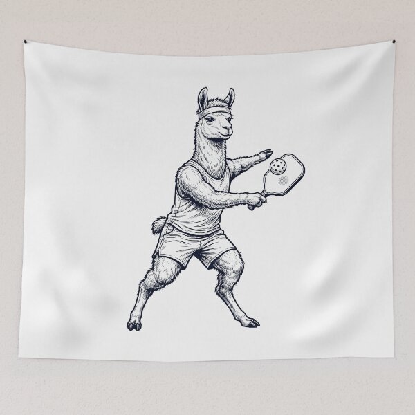 Item preview, Vintage Llama Playing Pickleball Player Animal Lover designed and sold by DoodleTortle.