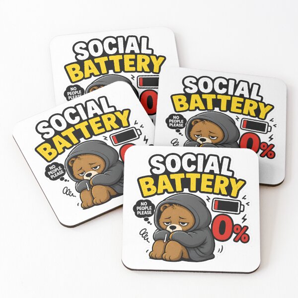 Item preview, Social Battery 0% Funny Introvert Sticker Exhausted Mood Cute Meme designed and sold by TheLazyVibe.