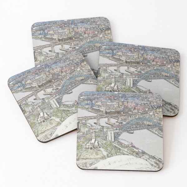 Item preview, The Iconic Tyne Bridge Gateshead Quayside Panoramic Sketched Cityscape Art designed and sold by ArtworkNorth.