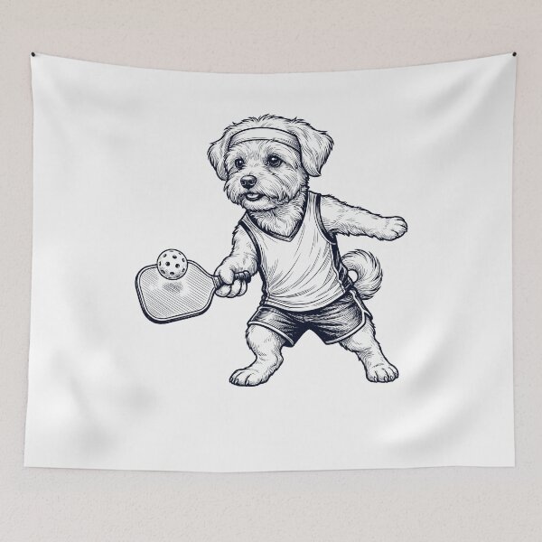 Item preview, Vintage Maltese Playing Pickleball Player Dog Lover designed and sold by DoodleTortle.