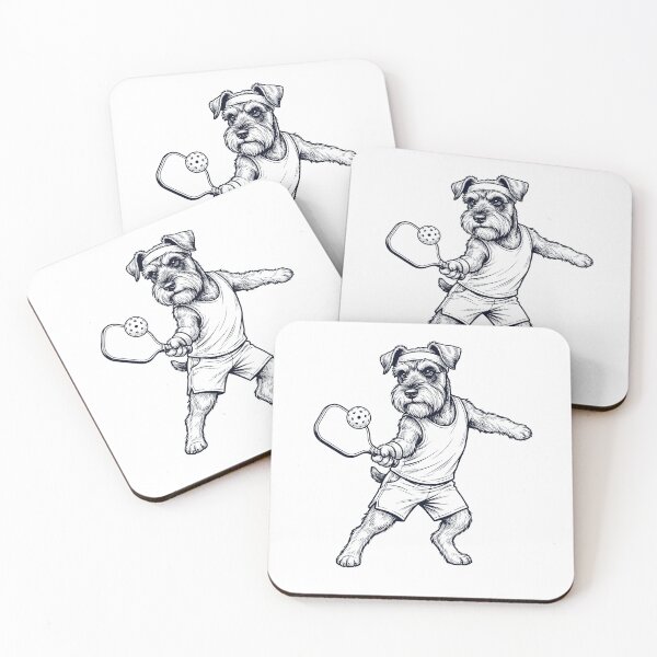Item preview, Vintage Miniature Schnauzer Playing Pickleball Player Dog Lover designed and sold by DoodleTortle.