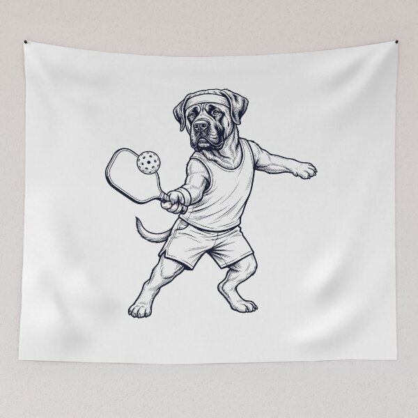 Item preview, Vintage Mastiff Playing Pickleball Player Dog Lover designed and sold by DoodleTortle.