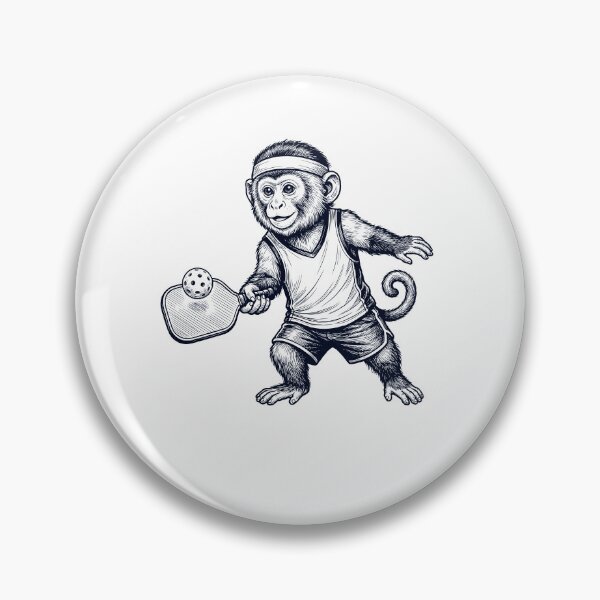 Item preview, Vintage Monkey Playing Pickleball Player Animal Lover designed and sold by DoodleTortle.