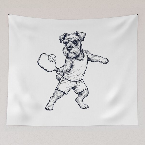 Item preview, Vintage Miniature Schnauzer Playing Pickleball Player Dog Lover designed and sold by DoodleTortle.