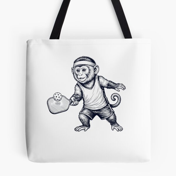 Item preview, Vintage Monkey Playing Pickleball Player Animal Lover designed and sold by DoodleTortle.