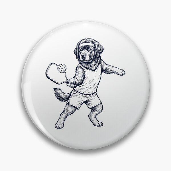 Item preview, Vintage Newfoundland Playing Pickleball Player Dog Lover designed and sold by DoodleTortle.