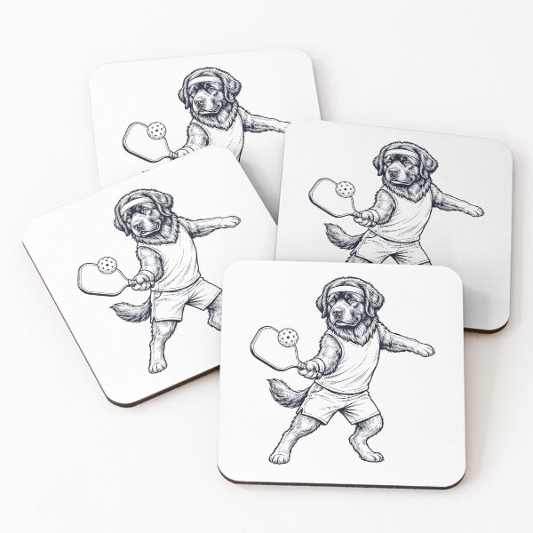 Item preview, Vintage Newfoundland Playing Pickleball Player Dog Lover designed and sold by DoodleTortle.