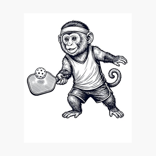 Item preview, Vintage Monkey Playing Pickleball Player Animal Lover designed and sold by DoodleTortle.