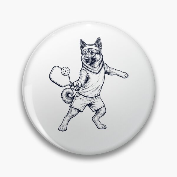 Item preview, Vintage Norwegian Elkhound Playing Pickleball Player Dog Lover designed and sold by DoodleTortle.