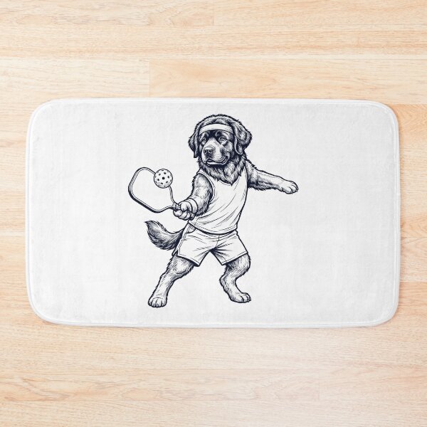 Item preview, Vintage Newfoundland Playing Pickleball Player Dog Lover designed and sold by DoodleTortle.