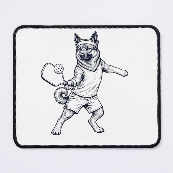 Item preview, Vintage Norwegian Elkhound Playing Pickleball Player Dog Lover designed and sold by DoodleTortle.