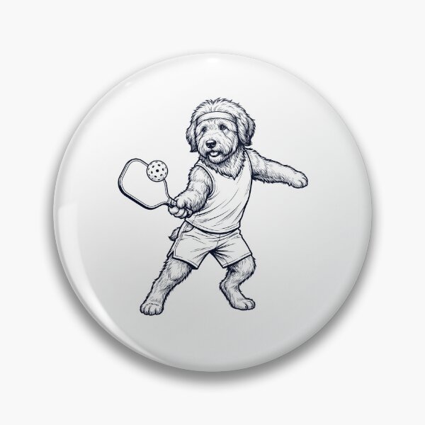 Item preview, Vintage Old English Sheepdog Playing Pickleball Player Dog Lover designed and sold by DoodleTortle.