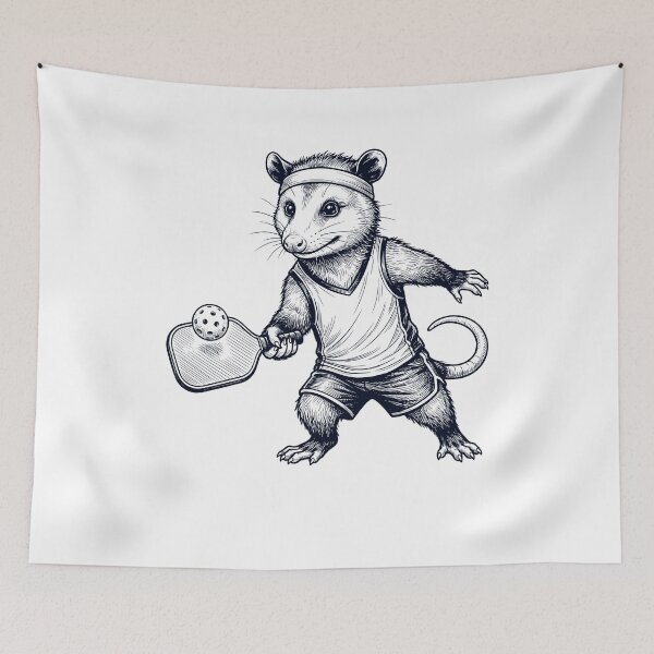 Item preview, Vintage Opossum Playing Pickleball Player Animal Lover designed and sold by DoodleTortle.