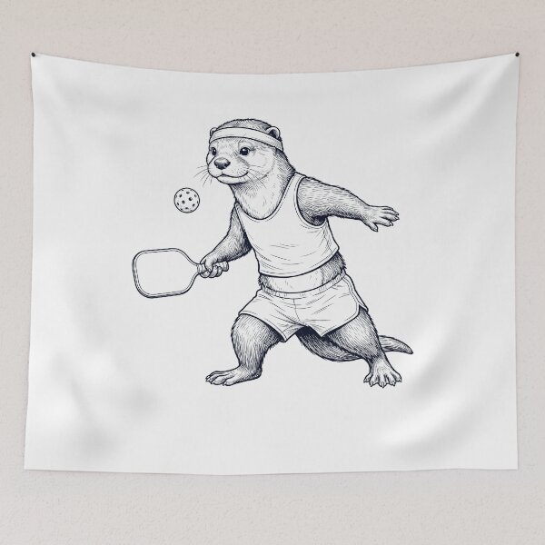 Item preview, Vintage Otter Playing Pickleball Player Animal Lover designed and sold by DoodleTortle.