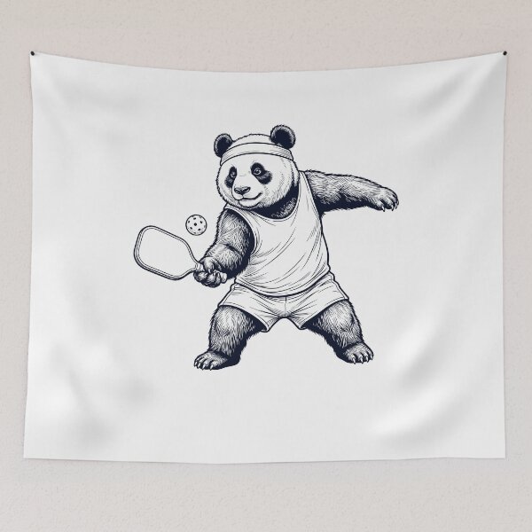 Item preview, Vintage Panda Playing Pickleball Player Animal Lover designed and sold by DoodleTortle.