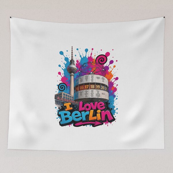 Item preview, Alexanderplatz Berlin – Colorful Graffiti T-Shirt Design Germany Skyline Art designed and sold by Earth Celebration Designs.