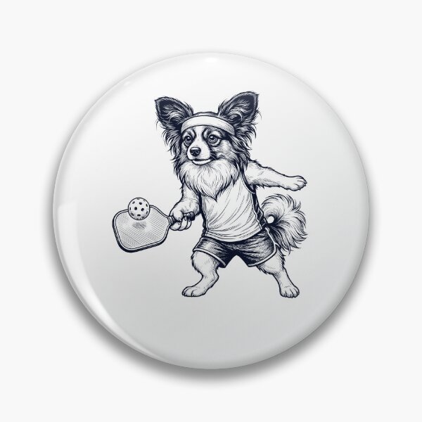 Item preview, Vintage Papillon Playing Pickleball Player Dog Lover designed and sold by DoodleTortle.