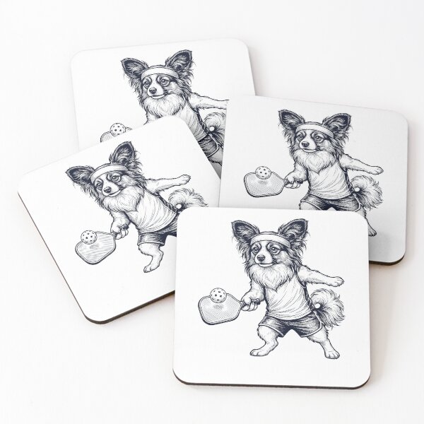 Item preview, Vintage Papillon Playing Pickleball Player Dog Lover designed and sold by DoodleTortle.