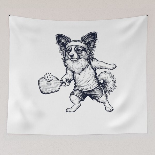 Item preview, Vintage Papillon Playing Pickleball Player Dog Lover designed and sold by DoodleTortle.