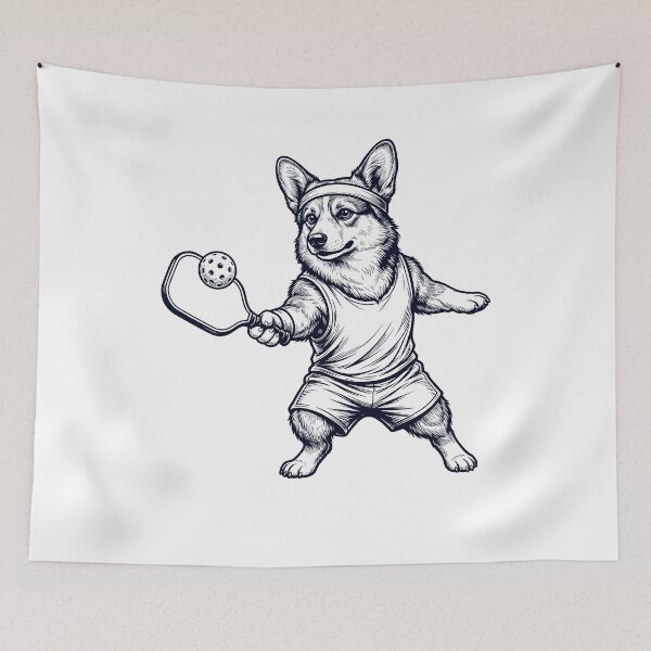 Item preview, Vintage Pembroke Welsh Corgi Playing Pickleball Player Dog Lover designed and sold by DoodleTortle.