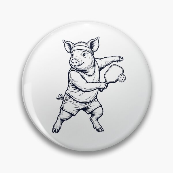 Item preview, Vintage Pig Playing Pickleball Player Animal Lover designed and sold by DoodleTortle.