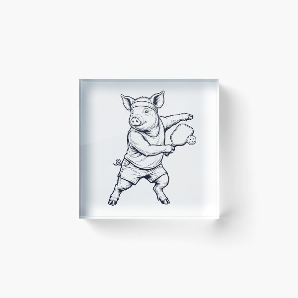 Item preview, Vintage Pig Playing Pickleball Player Animal Lover designed and sold by DoodleTortle.