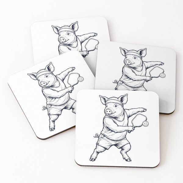 Item preview, Vintage Pig Playing Pickleball Player Animal Lover designed and sold by DoodleTortle.