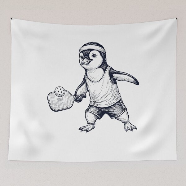 Item preview, Vintage Penguin Playing Pickleball Player Animal Lover designed and sold by DoodleTortle.