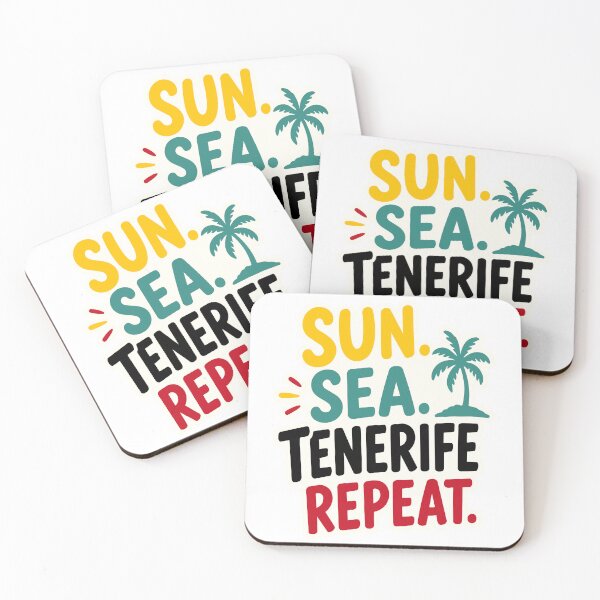 Item preview, 'Sun Sea Tenerife Repeat' Spain Travel Quote Sticker – Beach Vacation Sticker designed and sold by Olivra.