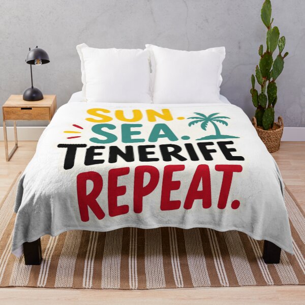 Item preview, 'Sun Sea Tenerife Repeat' Spain Travel Quote Sticker – Beach Vacation Sticker designed and sold by Olivra.