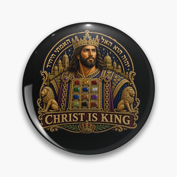 Item preview, Christ Is King Crowned High Priest Jesus Embroidered Design – Bible Faith Sticker, Christian Art, Religious Gift designed and sold by Emoji Emblems.