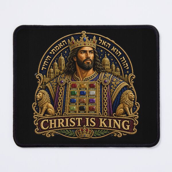 Item preview, Christ Is King Crowned High Priest Jesus Embroidered Design – Bible Faith Sticker, Christian Art, Religious Gift designed and sold by Emoji Emblems.