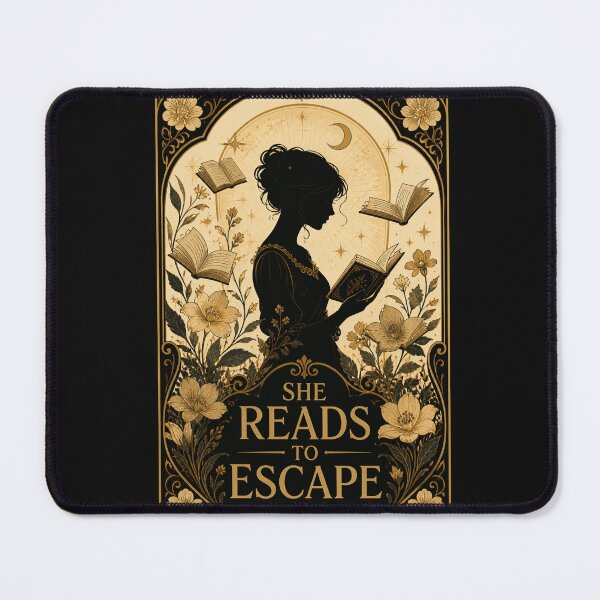 Item preview, She Reads to Escape – Vintage Botanical Bookworm Woman Art | Book Lover Gift designed and sold by irfanshikh.