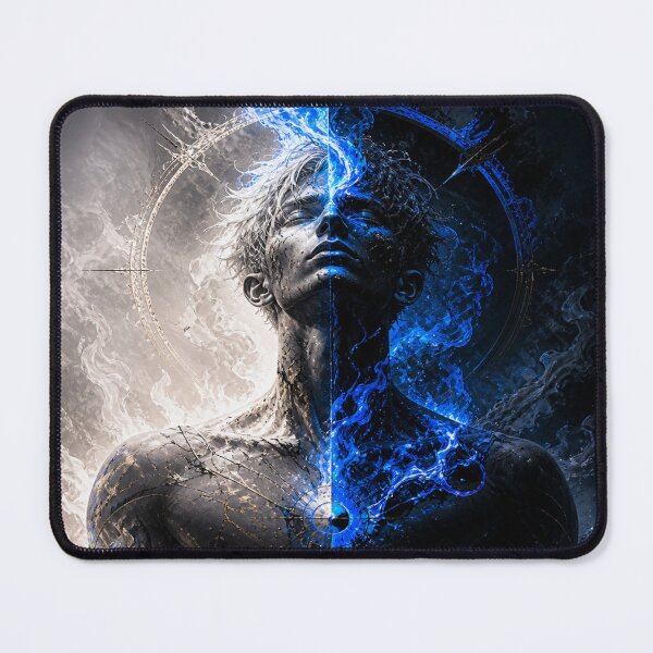 Item preview, Duality Human Blue Flame Art | Dark vs Light Aesthetic | Split Soul Fantasy Design designed and sold by Sticleg.