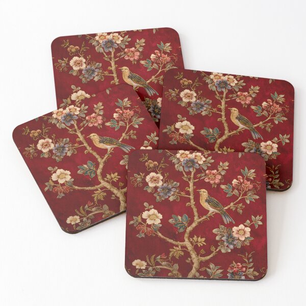 Item preview, Strawberry Color Silk Floral Bird on Branch Carpet designed and sold by GrinGalore.