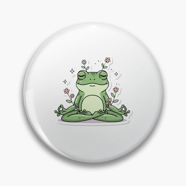 Item preview, Peaceful Zen Frog with Flowers | Cute Botanical Meditation Frog Art designed and sold by MMK1SHOP.