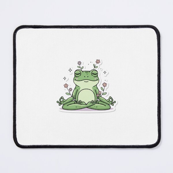 Item preview, Peaceful Zen Frog with Flowers | Cute Botanical Meditation Frog Art designed and sold by MMK1SHOP.
